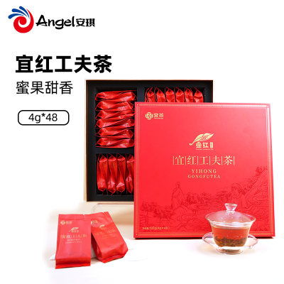 【宜茶】宜红工夫茶192g(4g*48)/盒 茶叶 红茶 （带手提袋）
